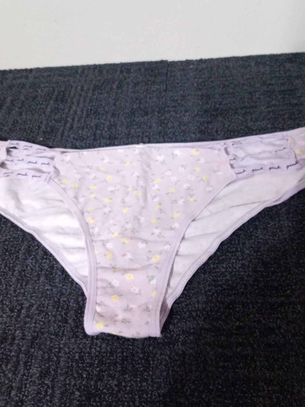 PINK Victoria's Secret Lilac Floral Bikini Briefs with Yellow Accents